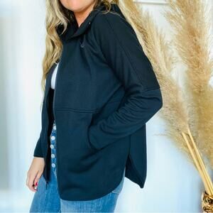 NORTH FACE Black Zip Up Tulip Split Hem Sweater Hooded Hood Coat Jacket S